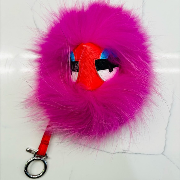 Accessories | Fuzzy Pink Keychain With Red Face | Poshmark
